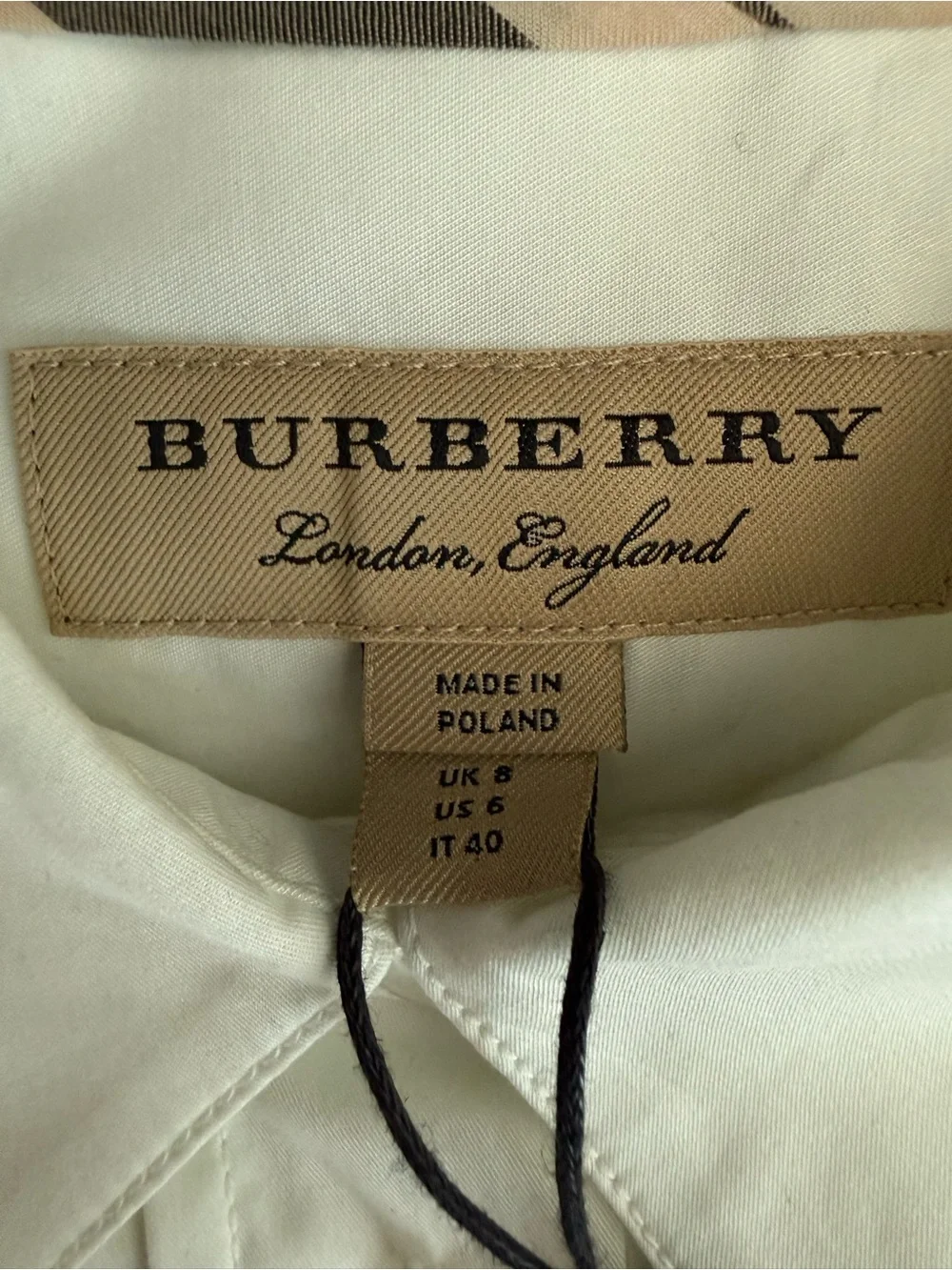Burberry White Button-Front Shirt with Gold Tag - Picture 15 of 16